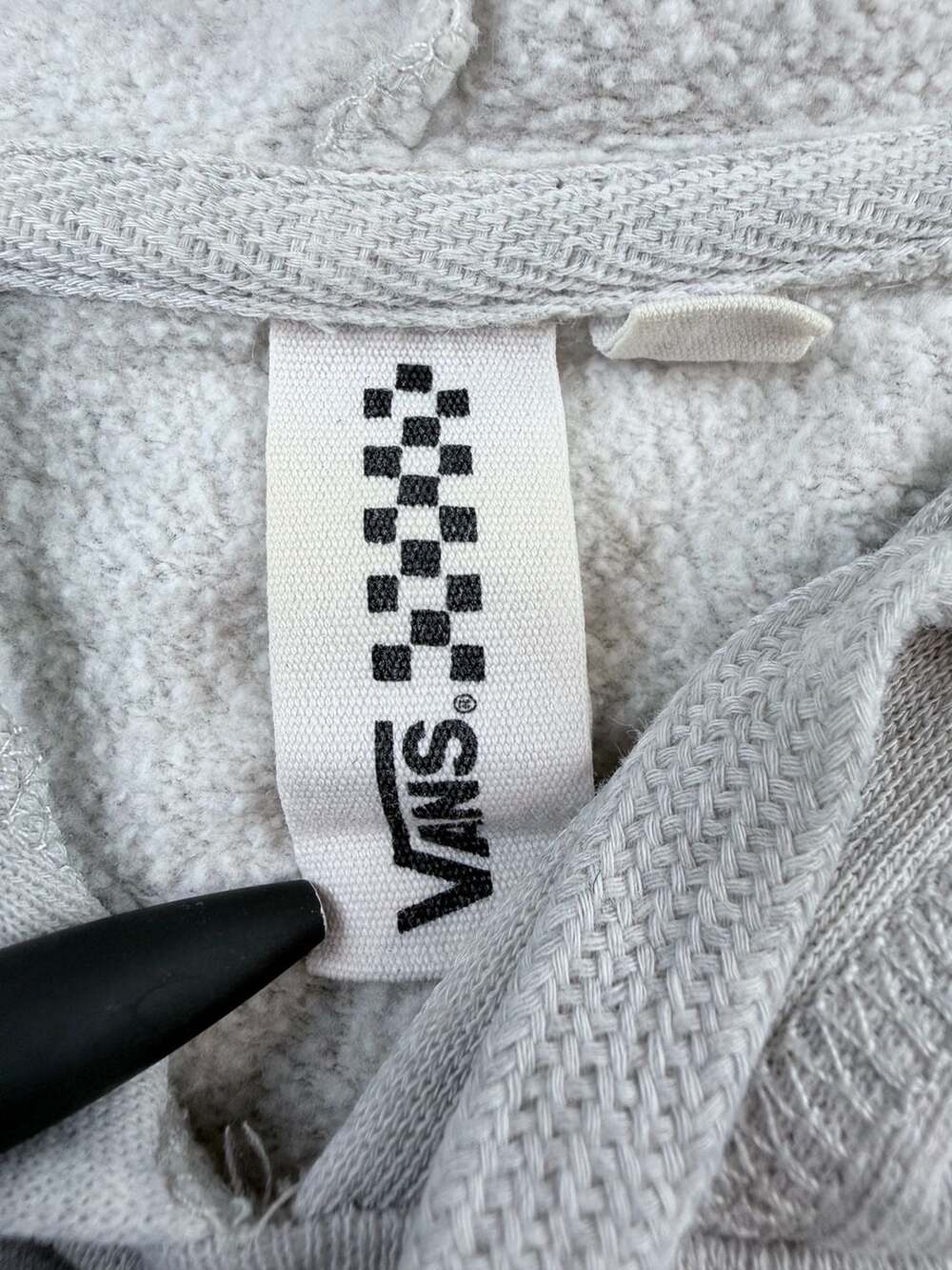 Women’s Vans Script Logo Hoodie Size XL Gray Pullover Fleece - Picture 4 of 7